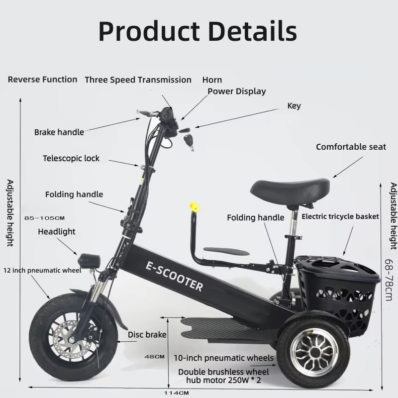【2026】3 Wheel 2 Seats Folding  - Scooter Tire recension och pris